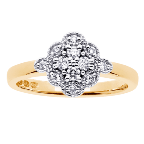 Festive Vintage Little Lotus timanttisormus 14-541-020 keltakulta - Puustjärven Kello & Kulta