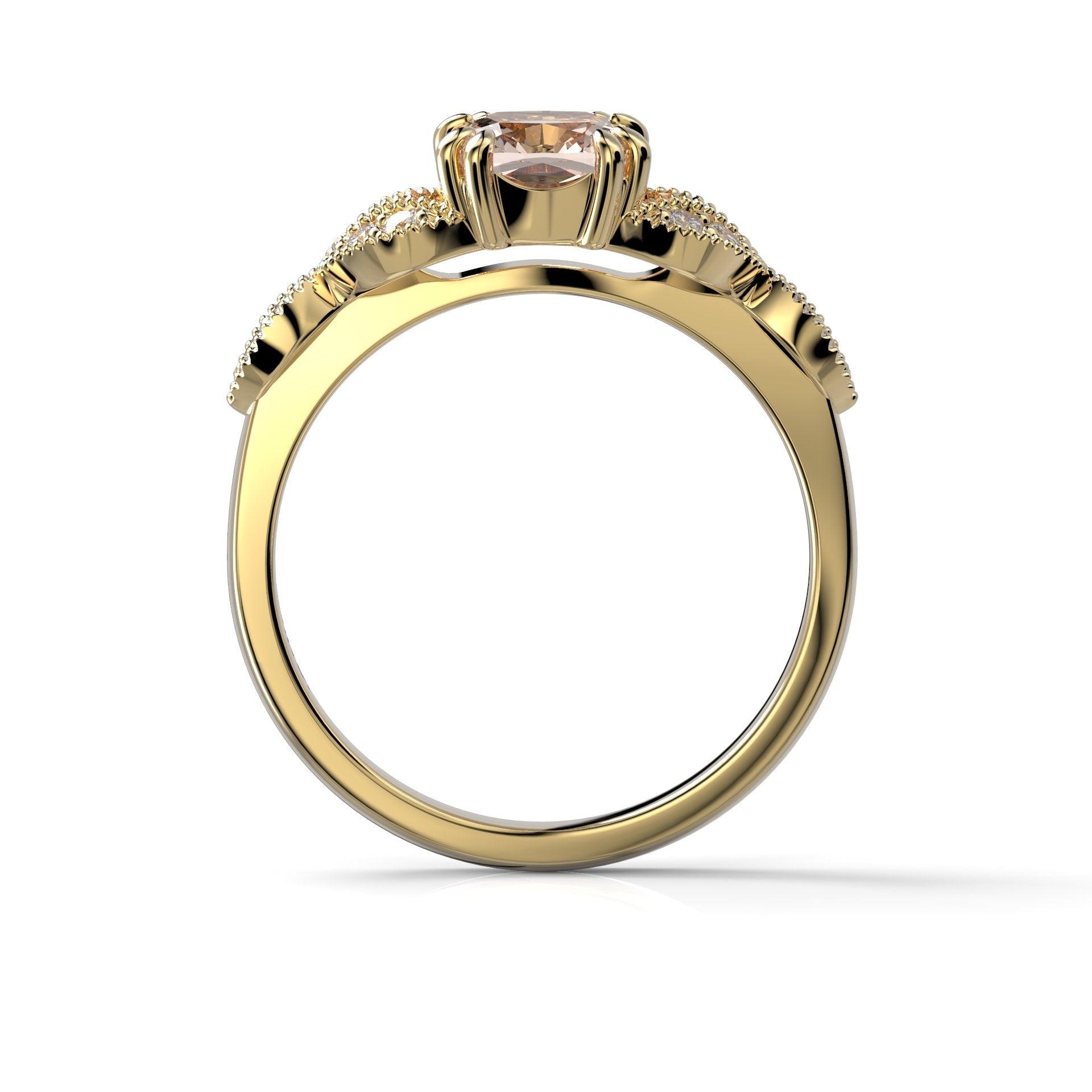 Festive Madison - keltakultainen timanttisormus morganiitilla 14-586-092M-KK-150 - Puustjärven Kello & Kulta