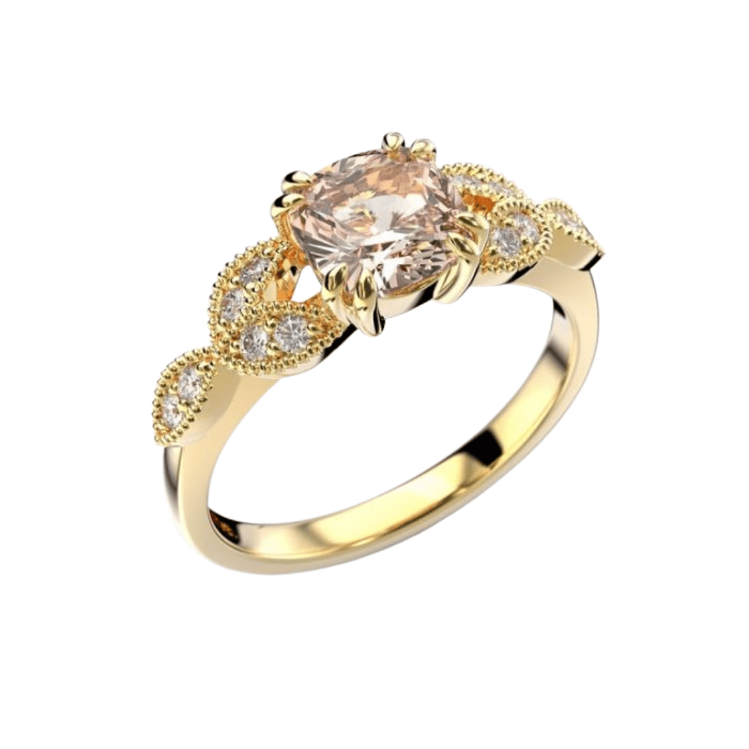 Festive Madison - keltakultainen timanttisormus morganiitilla 14-586-092M-KK-150 - Puustjärven Kello & Kulta
