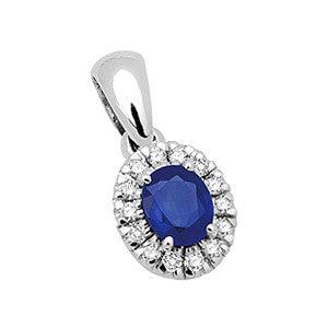 Sandberg Toivomuslähde - valkokultainen timanttiriipus sinisafiirilla V-850-PW-SAFIIRI - Puustjärven Kello & Kulta