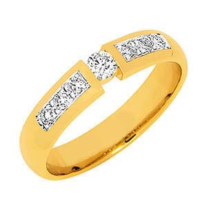 Sandberg V-86-7 Timanttisormus Kalllioranta 1 0,25ct ( Keskikivi 0,105-0,11ct + sivukivet 6x0,023-0, - Puustjärven Kello & Kulta